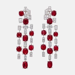 Boucles d'oreilles en rubis de Birmanie de 18,36 carats, certifié GIA, couleur sang de pigeon, sans chaleur