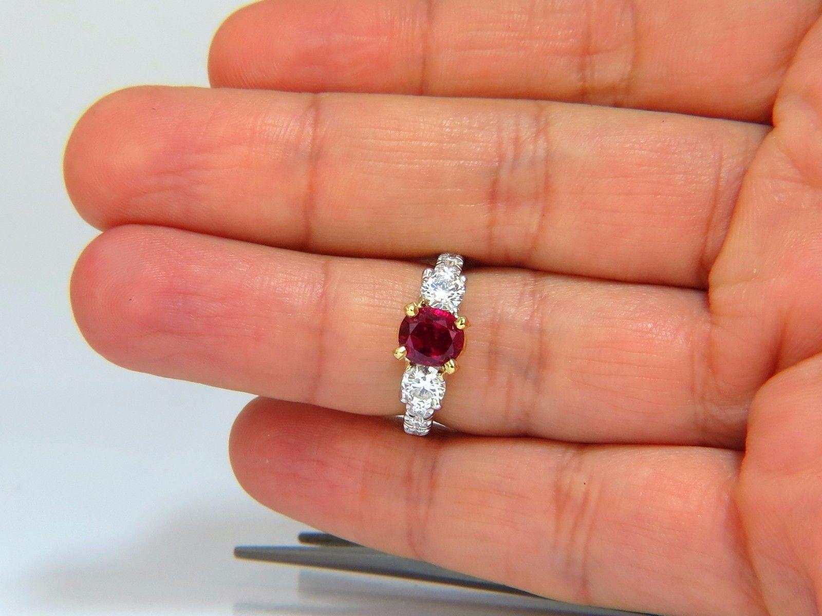 Women's or Men's GIA Certified 1.83ct oval cut pigeons blood red ruby 1.02ct diamonds ring 18kt