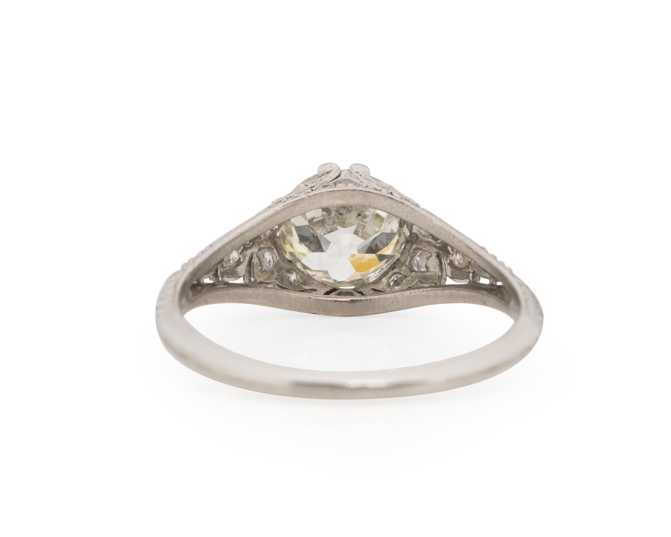 GIA Certified 1.84 Carat Art Deco Diamond Platinum Engagement Ring In Good Condition For Sale In Atlanta, GA