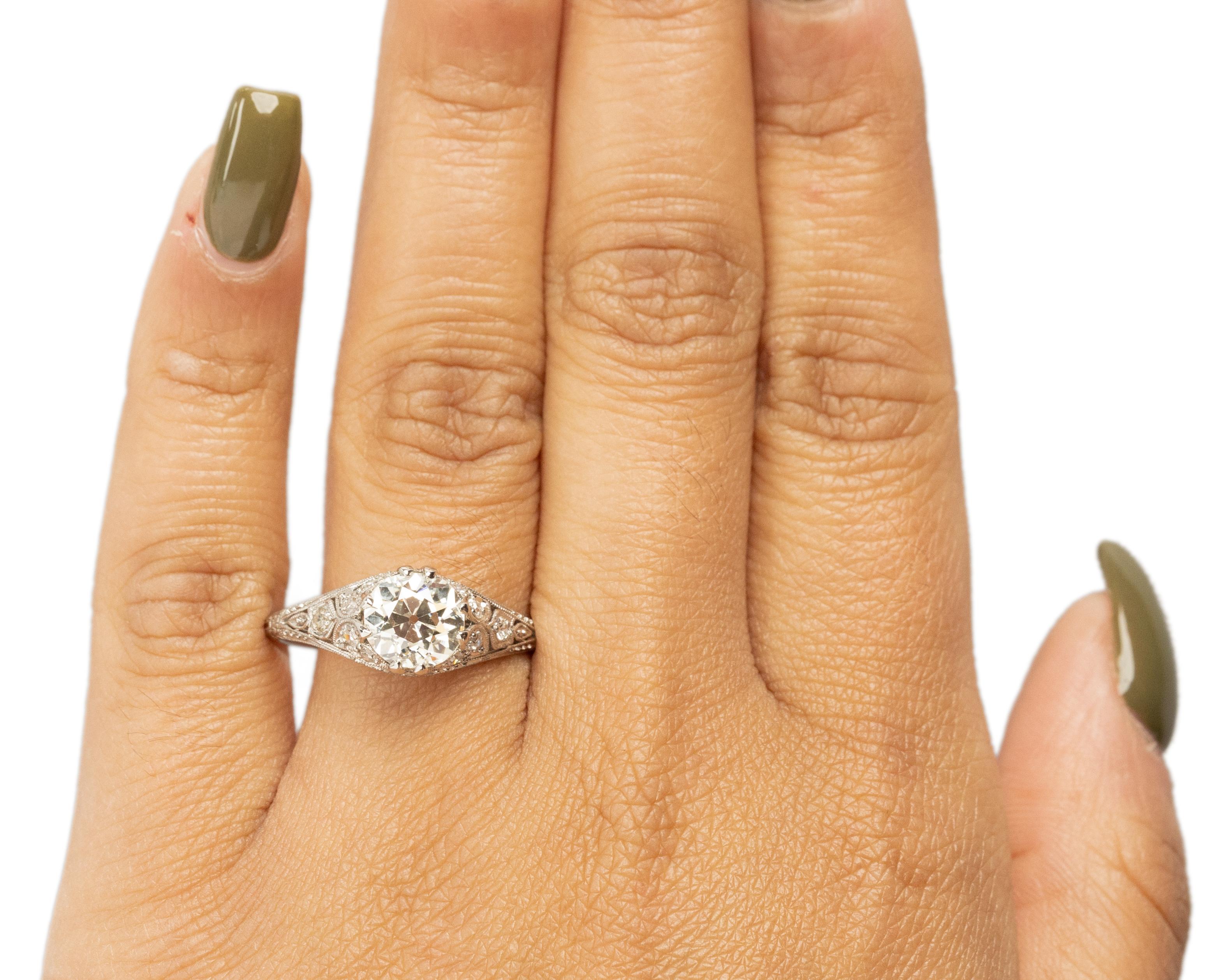 GIA-zertifizierter 1,84 Karat Art Deco Diamant Platin Verlobungsring im Zustand „Gut“ im Angebot in Atlanta, GA