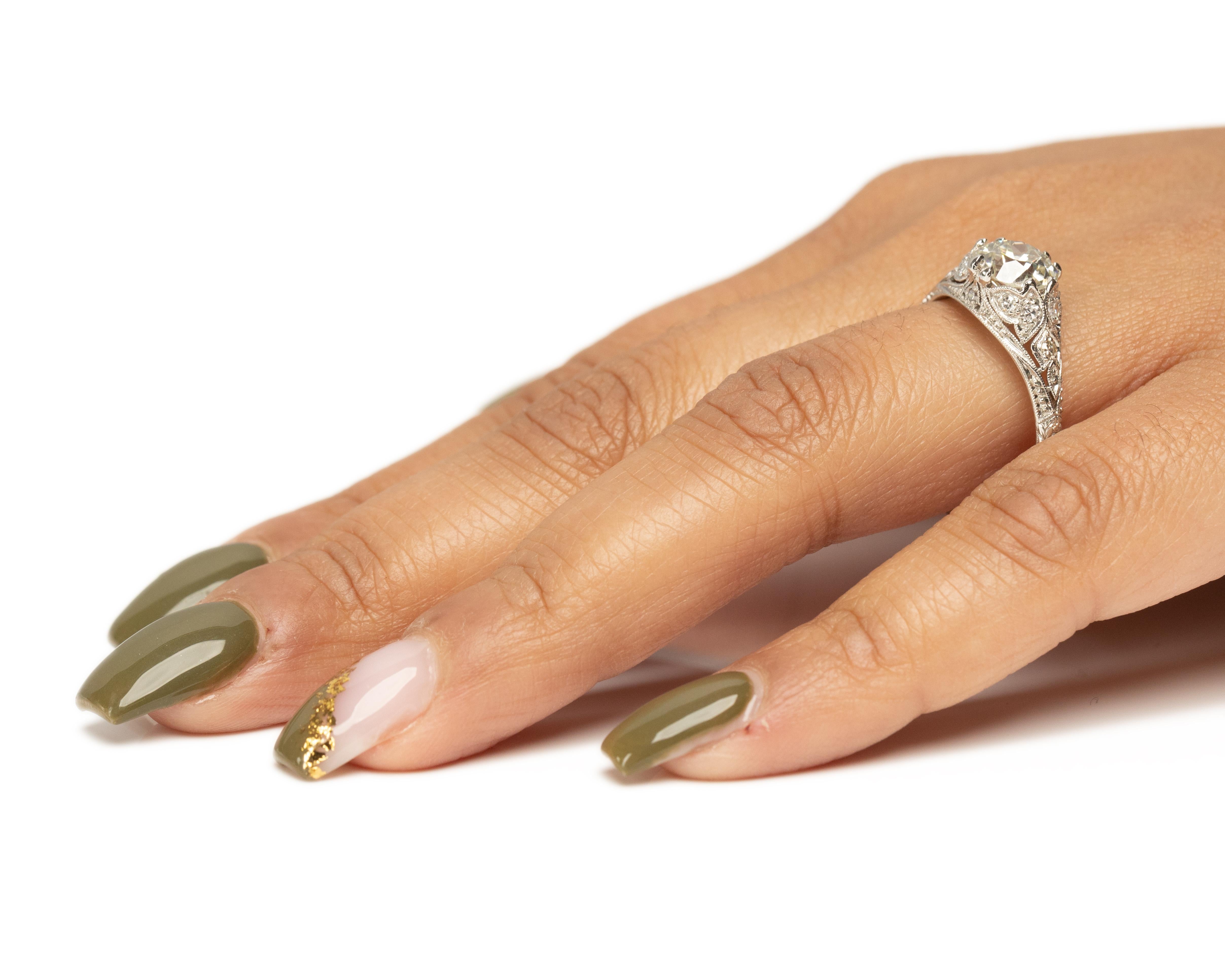 GIA Certified 1.84 Carat Art Deco Diamond Platinum Engagement Ring For Sale 2