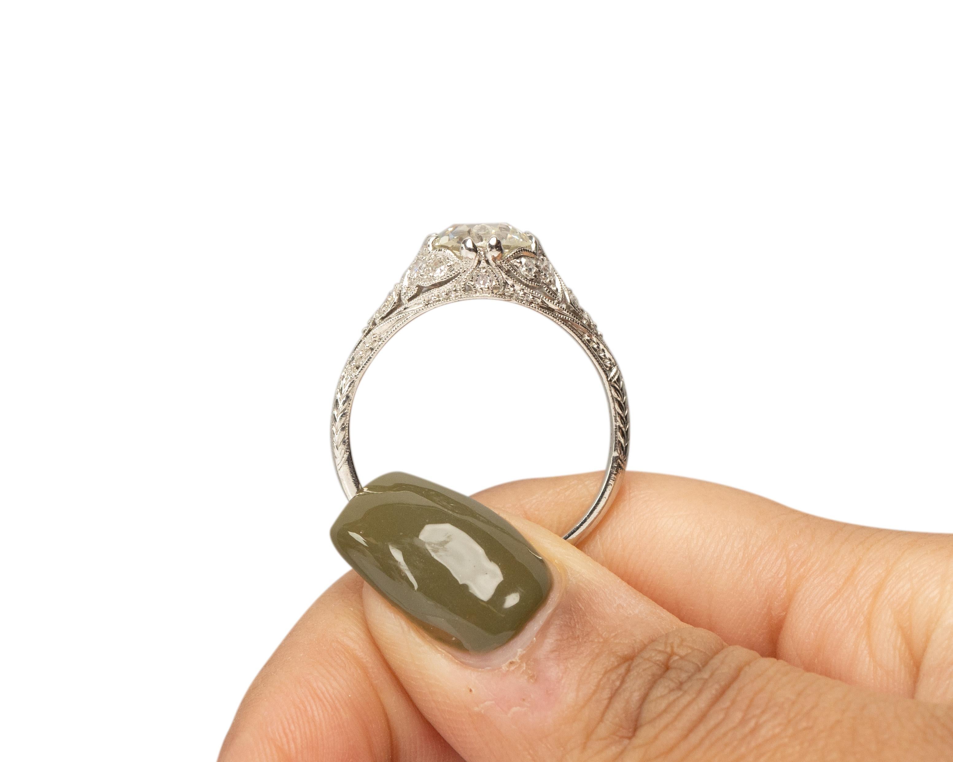 GIA Certified 1.84 Carat Art Deco Diamond Platinum Engagement Ring For Sale 3