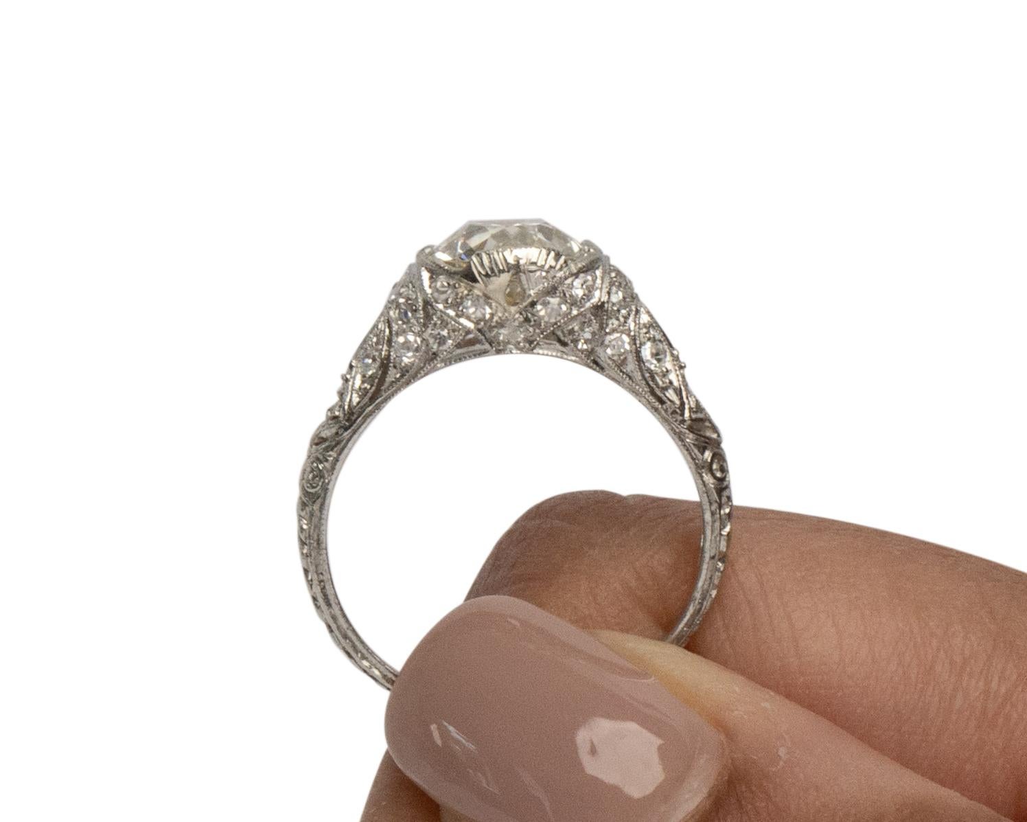 Old Mine Cut GIA Certified 1.84 Carat Diamond Platinum Engagement Ring