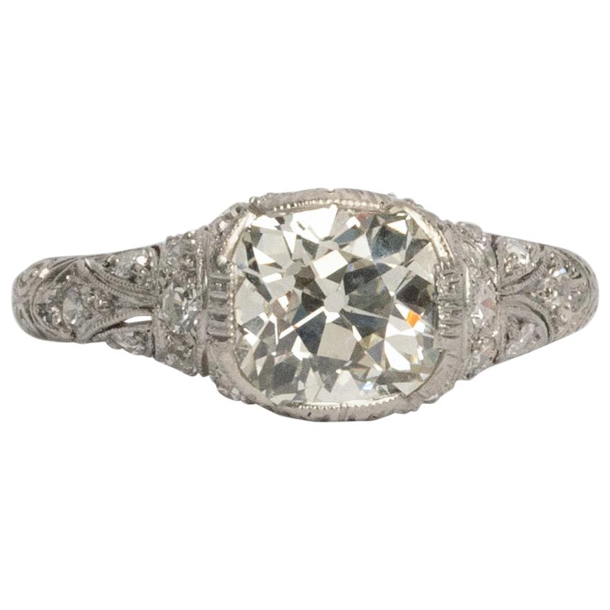 GIA Certified 1.84 Carat Diamond Platinum Engagement Ring