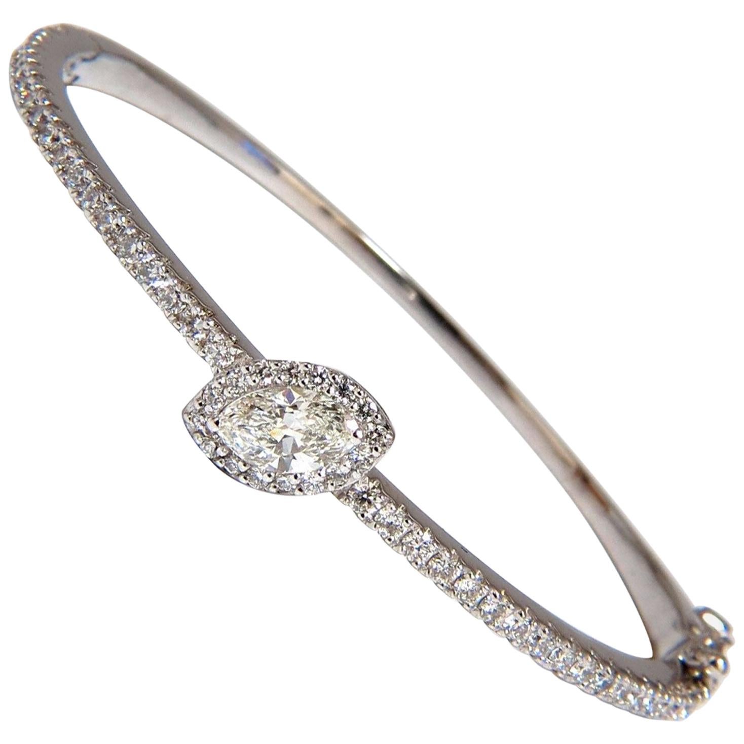 Bracciale a raggiera con diamanti marquise da 1,84 carati certificati GIA 14 carati in vendita