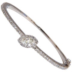 GIA Certified 1.84 Carat Marquise Diamond Cluster Halo Bangle Bracelet 14 Karat*