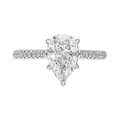 GIA Certified 1.84 Carats Pear Shape Diamond Engagement Ring with Side Stones
