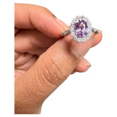 GIA Certified 1.84 Carat Purple Pink Sapphire Diamond 18 Karat White Gold Ring