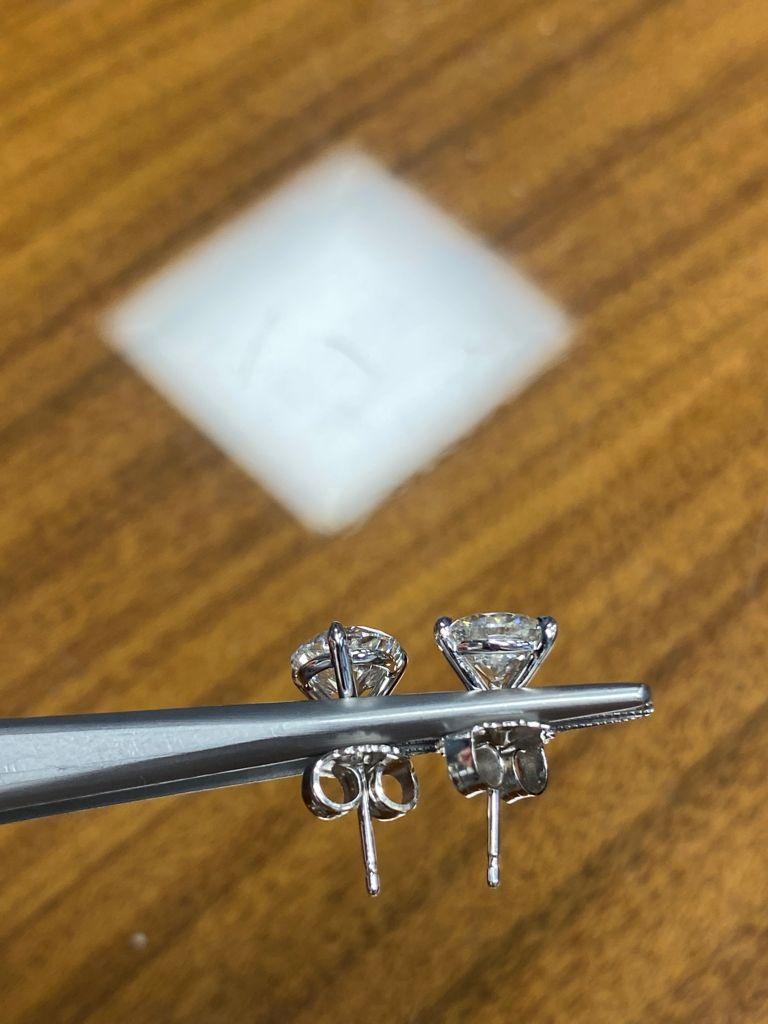 GIA CERTIFIED .
Diamond Stud earrings :
1.85 total weight .
This amazing pair of diamond studs are Certified by the GIA to be “D COLOR “ !
This is the highest possible grade of color given by the GIA .
These stunning diamond earings have the