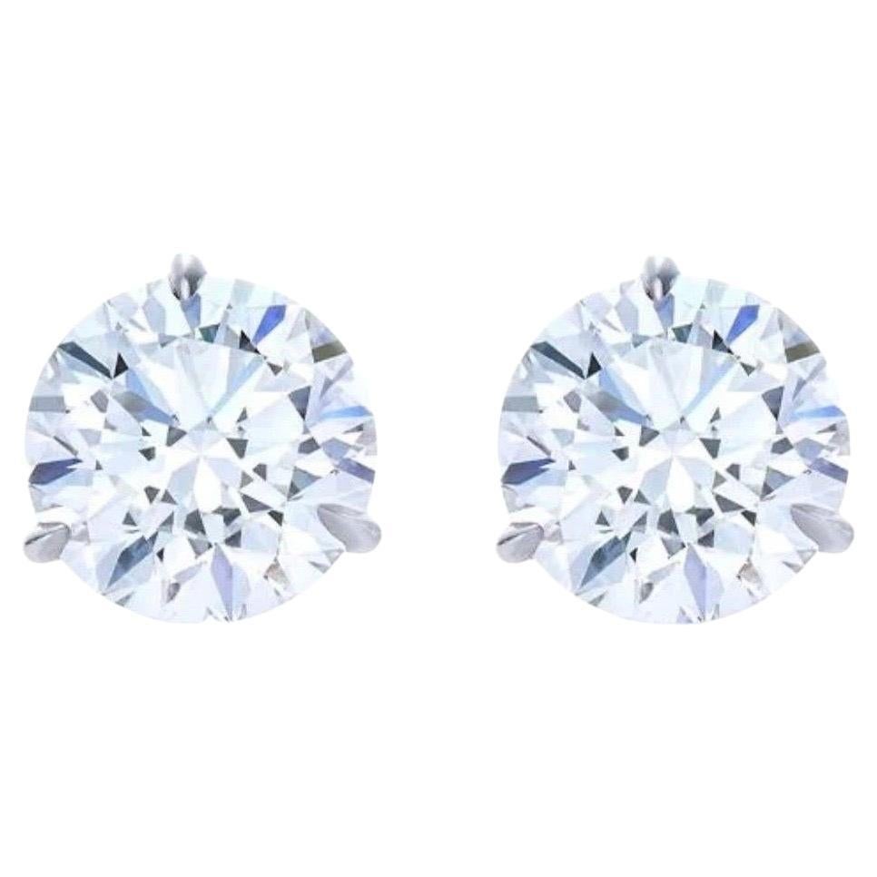 Clous d'oreilles en diamants taille ronde de 1,84 carat certifiés GIA