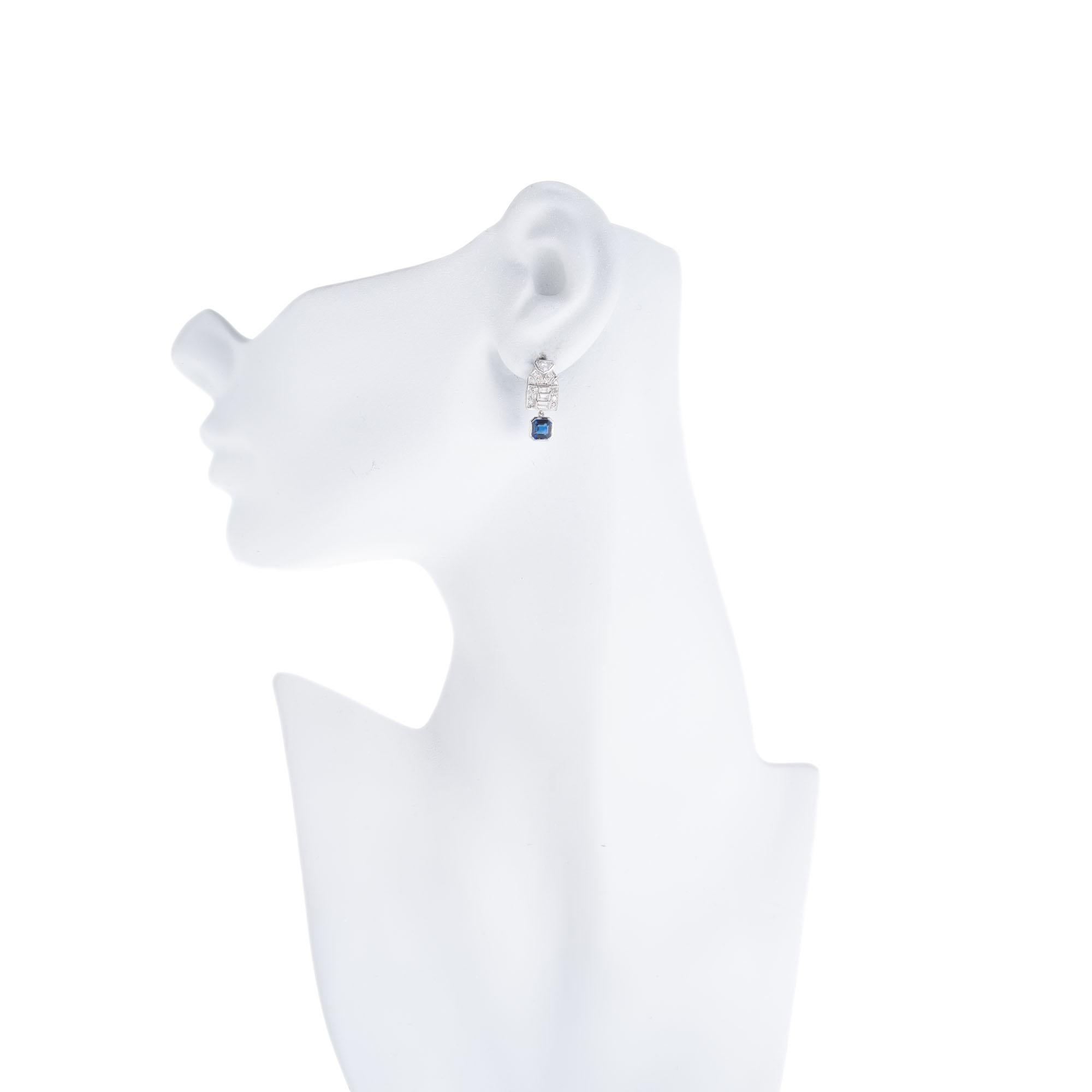 GIA zertifiziert 1,84 Karat Saphir Diamant Platin Art Deco Ohrhänger Damen im Angebot