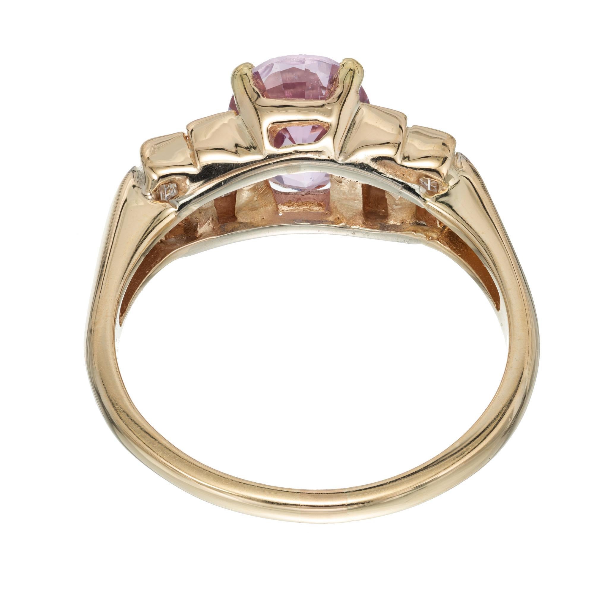 Women's GIA Certified 1.84 Carat Sapphire Diamond Yellow Gold Engagement Ring