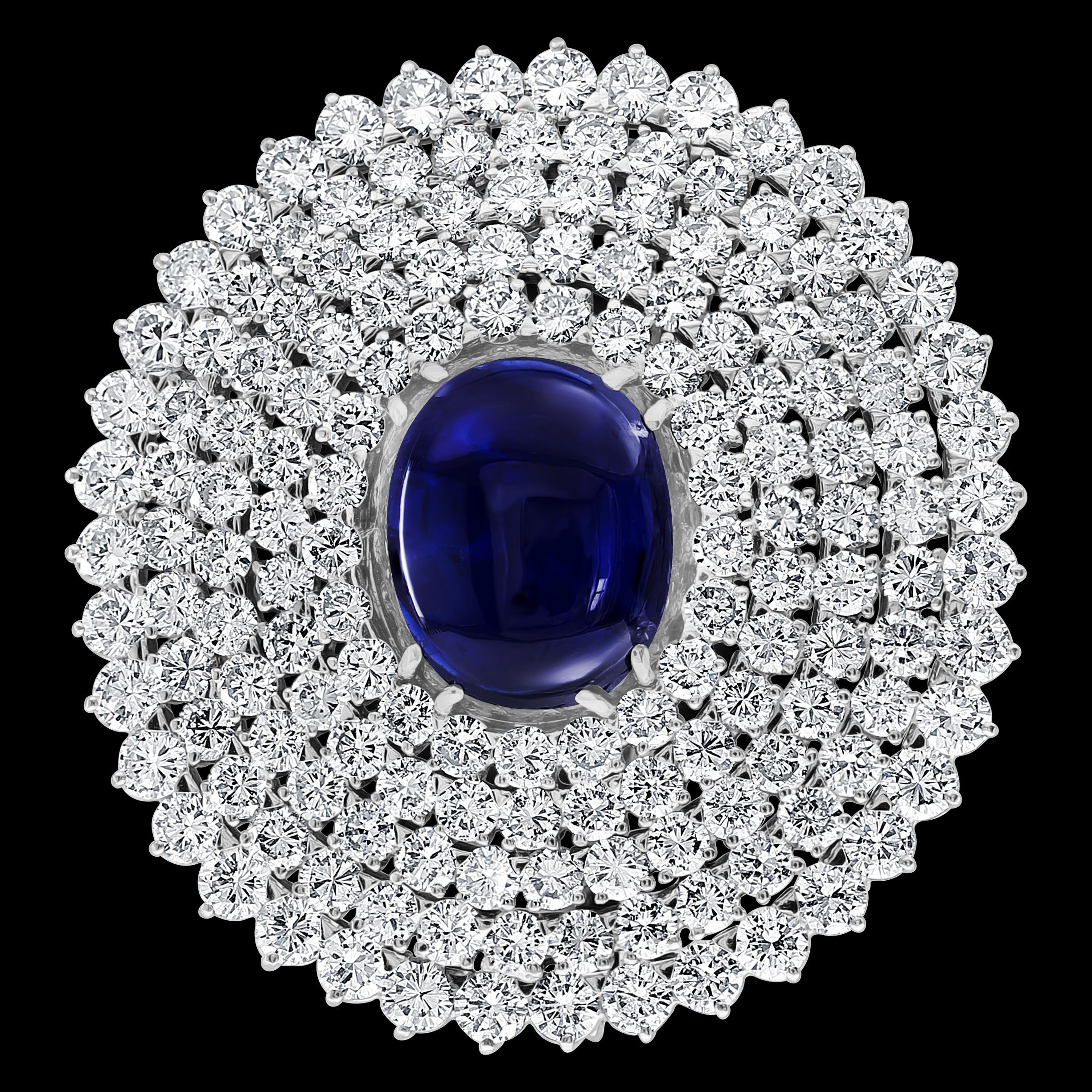 GIA-zertifiziert 18,41 Karat Saphir & 21 Karat Diamant VVS/E-F Farbe Pin Set 18 KWG (Cabochon) im Angebot