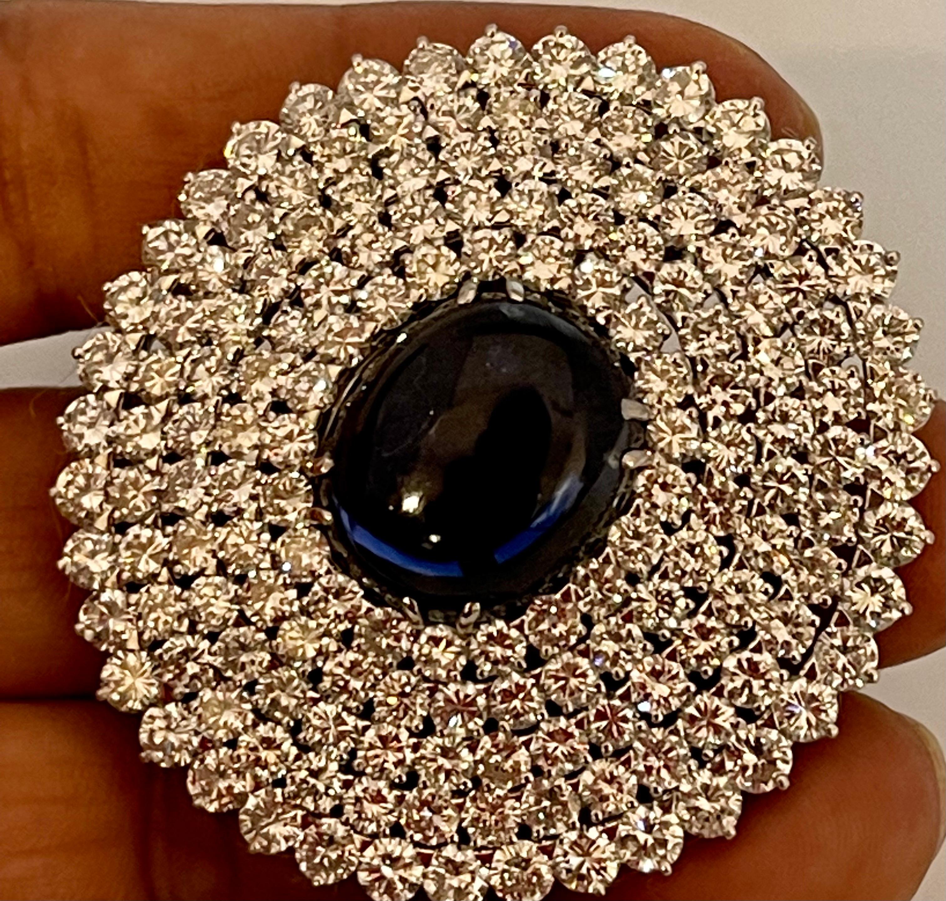 GIA-zertifiziert 18,41 Karat Saphir & 21 Karat Diamant VVS/E-F Farbe Pin Set 18 KWG für Damen oder Herren im Angebot