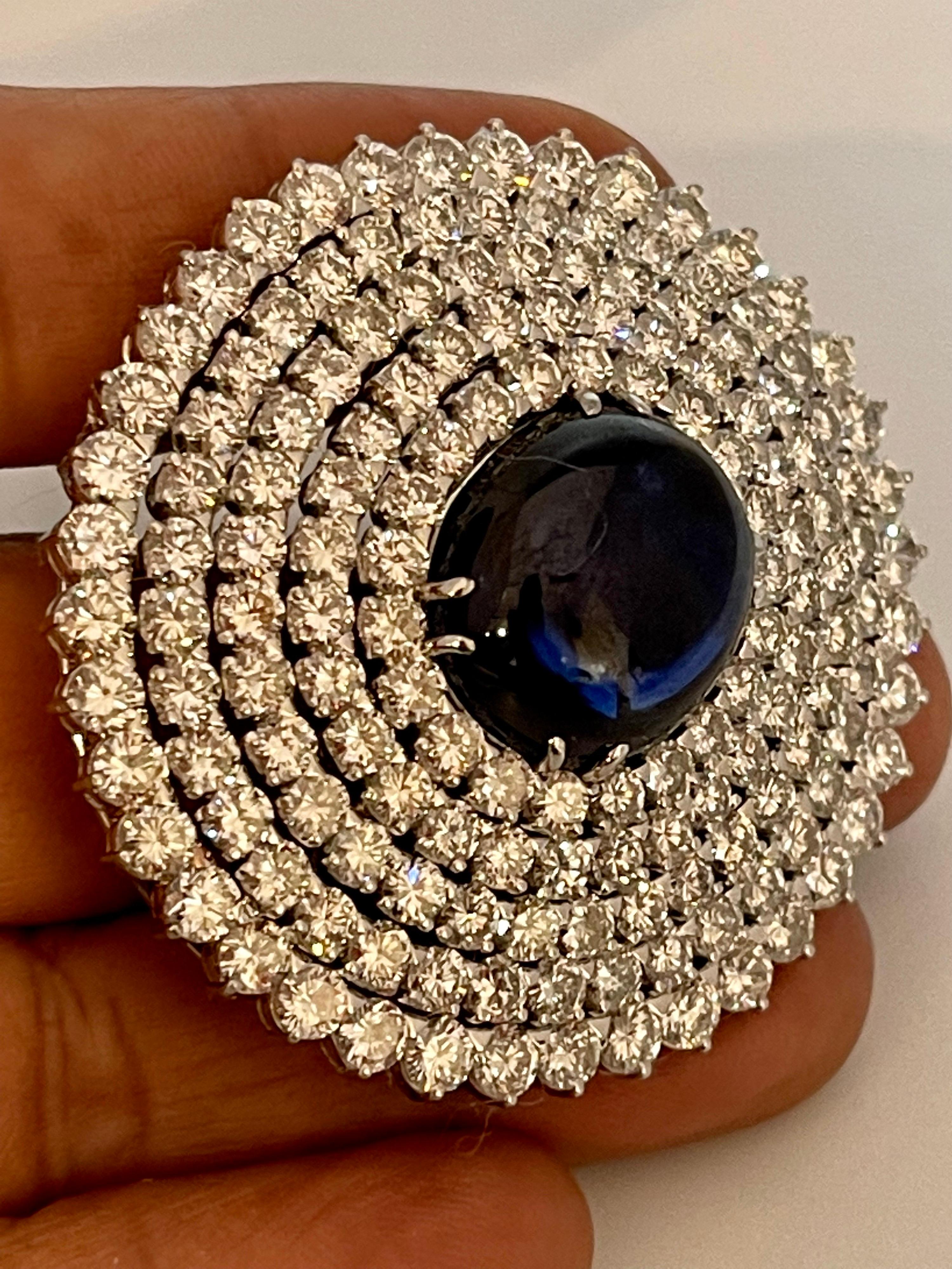 GIA Certified 18.41 Ct Sapphire & 21 Ct Diamond VVS/E-F Color Pin Set 18 KWG In Excellent Condition For Sale In New York, NY