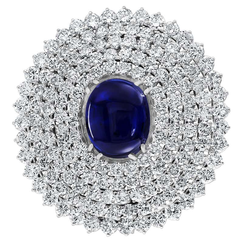 Chantecler 12 Ct Sapphire 22 Ct Diamond VS/E-F Color Ring and Earring ...