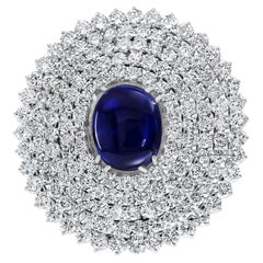 GIA Certified 18.41 Ct Sapphire & 21 Ct Diamond VVS/E-F Color Pin Set 18 KWG