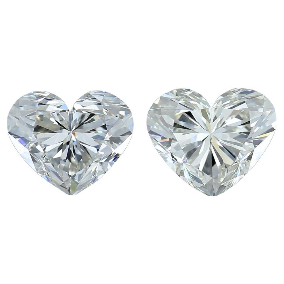 GIA Certified 1.84ct Pair of Heart-Shaped Diamonds For Sale