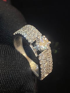 GIA Certified 1.85 Carat D/IF Round Diamonds Three-Row Engagement Ring 18K Gold