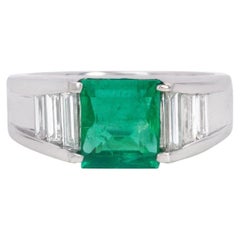 Anello in platino con smeraldo colombiano naturale certificato GIA da 1,85 carati