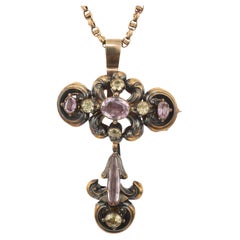Collier pendentif en or 14 carats avec topaze rose de 1,85 carat et chrysobéryl certifié GIA