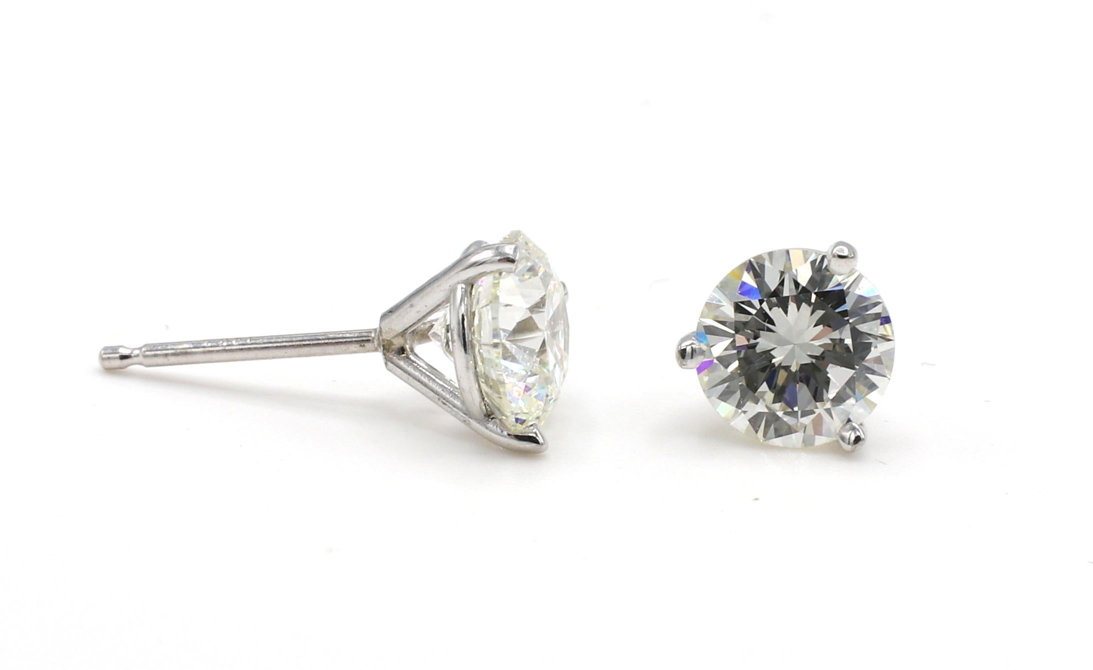 Modern GIA Certified 1.85 Carat Round Brilliant Cut Diamond Martini Stud Earrings