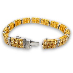 GIA Certified 18.58 Yellow and White Diamond Yellow and White Gold Bracelet