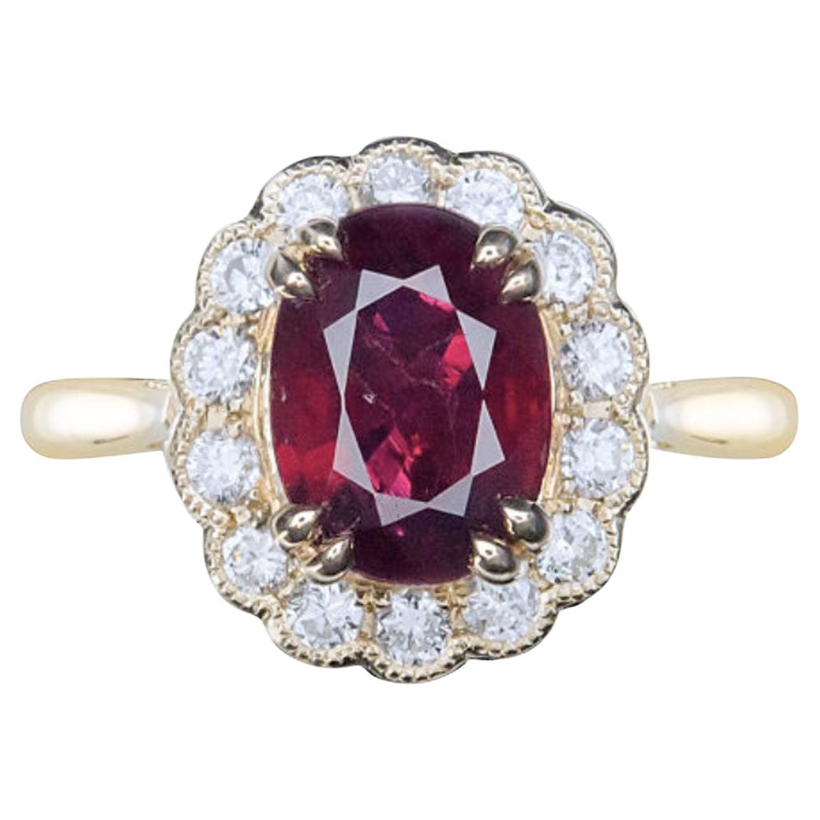 2.16ct No Heat Natural Ruby 18K Yellow Gold Ring For Sale at 1stDibs