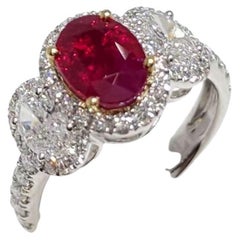 GIA Certified 1.86 Carat Burma Ruby Diamond Ring in Platinum