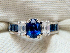 GIA Certified 1.86 Carat Natural Sapphire Diamonds Ring Matching Eternity Band*