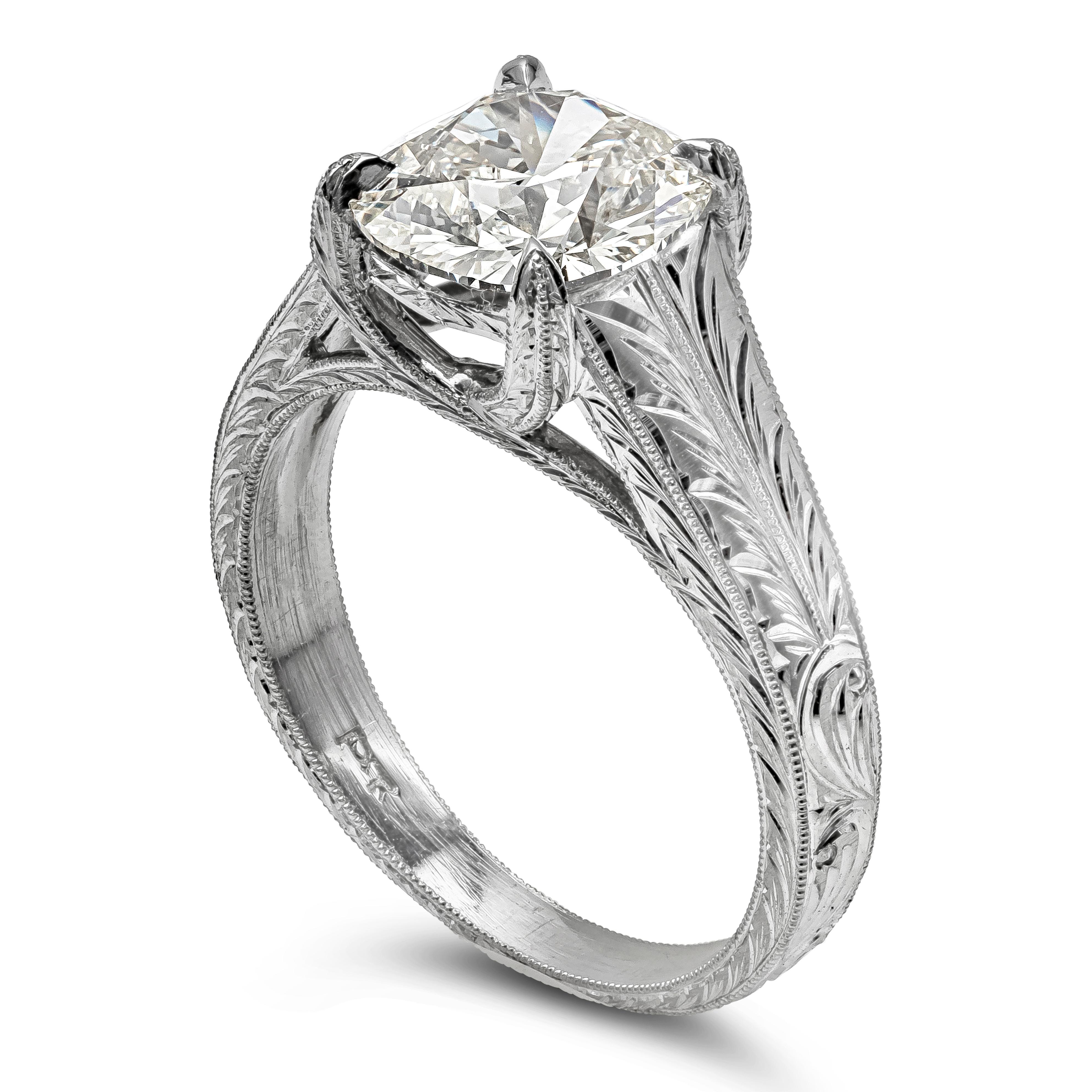 Verlobungsring mit GIA-zertifiziertem 1,86 Diamant im Kissenschliff Solitär im antiken Stil (Zeitgenössisch) im Angebot