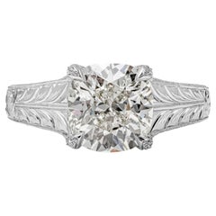 GIA-zertifizierter 1,86 Diamant-Verlobungsring mit Solitär im antiken Stil mit Kissenschliff