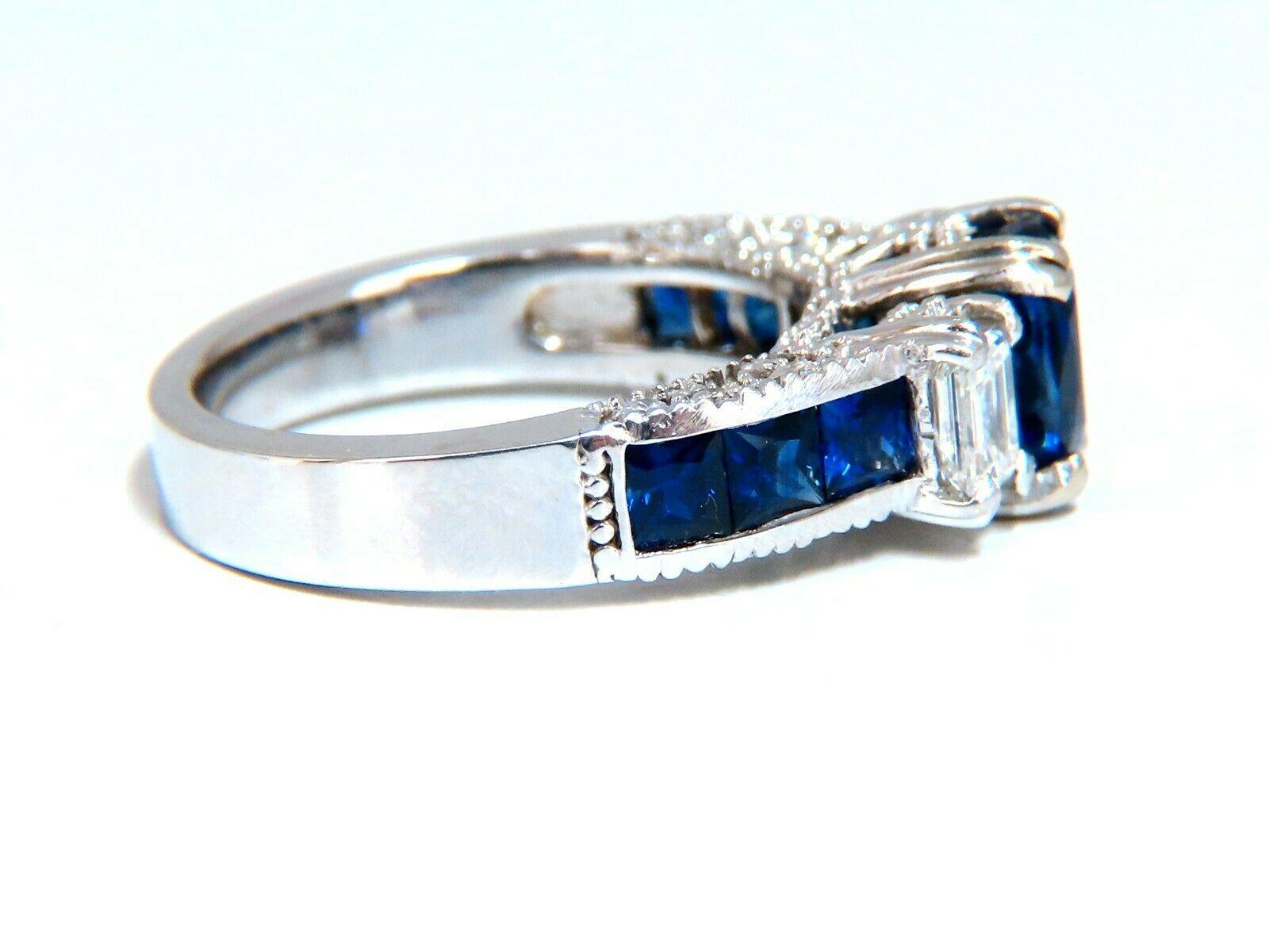 GIA Certified 1.86 Carat Natural Sapphire Diamonds Ring & Matching Eternity Band For Sale 5