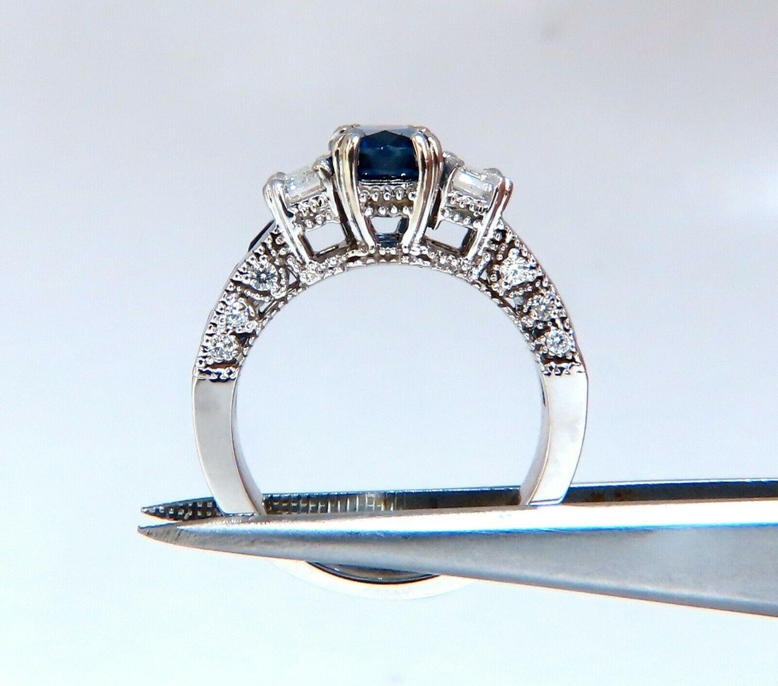GIA Certified 1.86 Carat Natural Sapphire Diamonds Ring & Matching Eternity Band For Sale 6