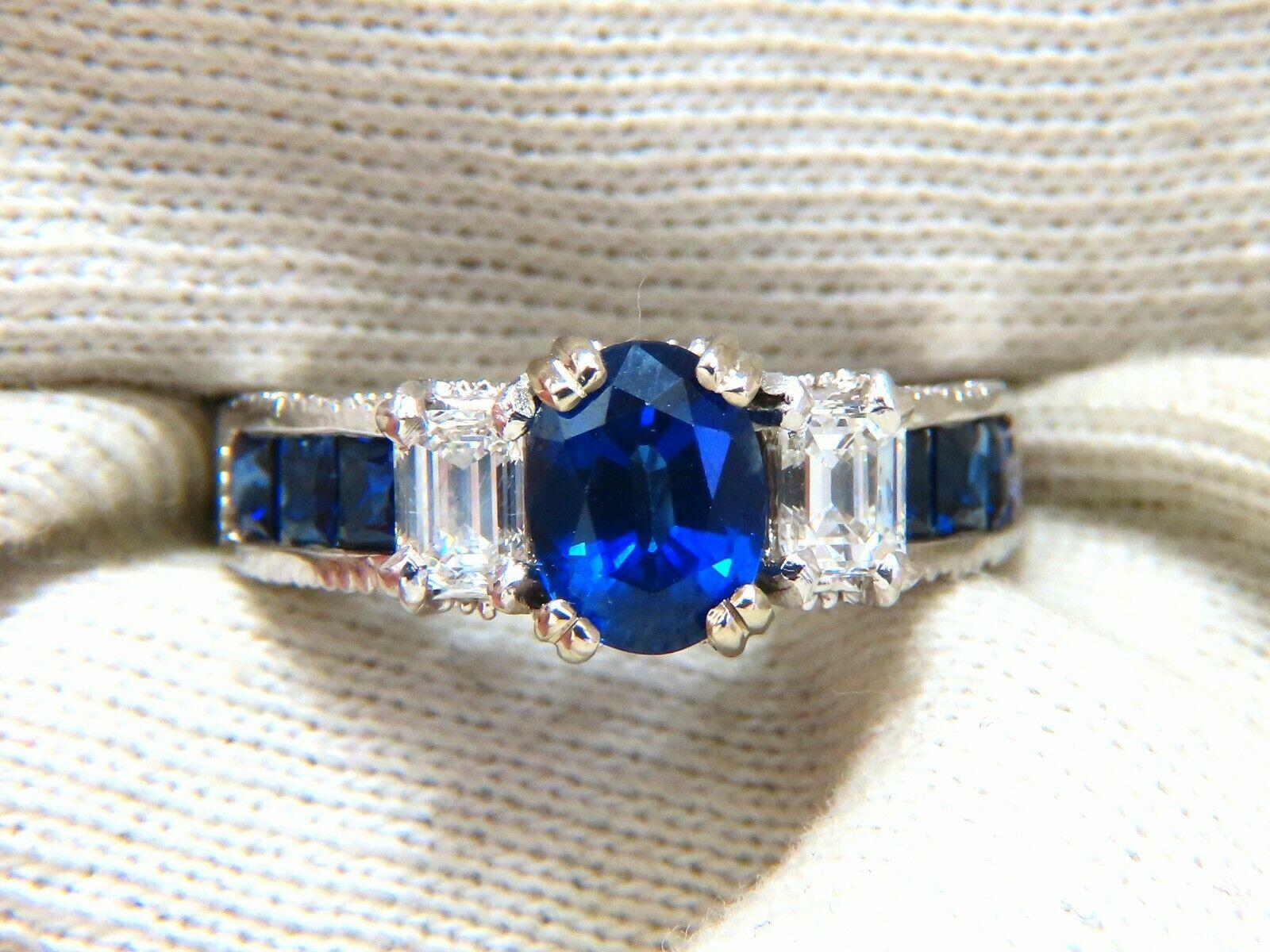 Oval Cut GIA Certified 1.86 Carat Natural Sapphire Diamonds Ring & Matching Eternity Band For Sale