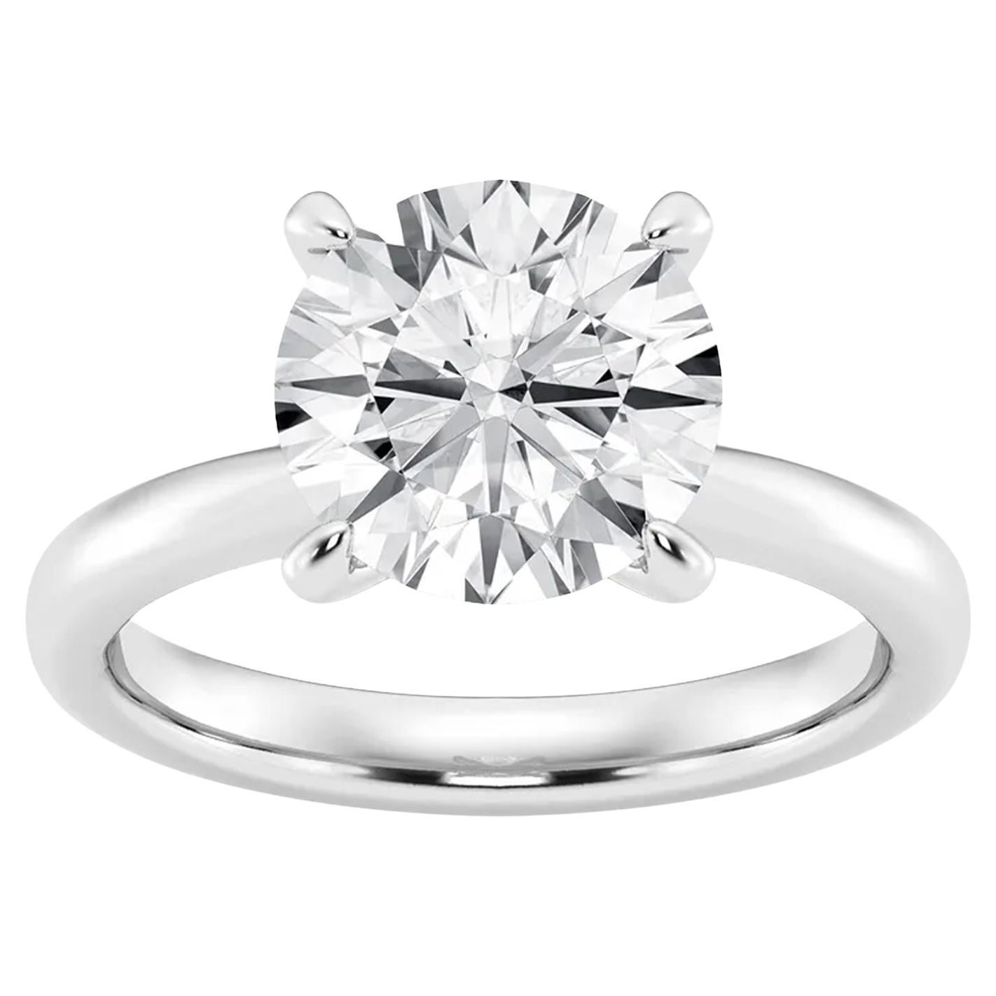 Anello in stile Tiffany con diamante brillante rotondo certificato GIA da 1,86 carati in oro bianco 14K