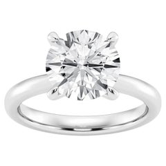 GIA Certified 1.86ct Round Brilliant Diamond Tiffany Style Ring 14K White Gold