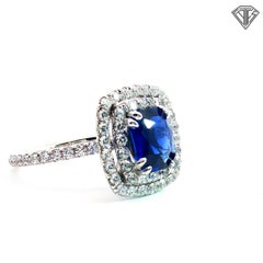 Zaffiro blu del Madagascar non riscaldato certificato GIA da 1,86ct incastonato in oro bianco 18k