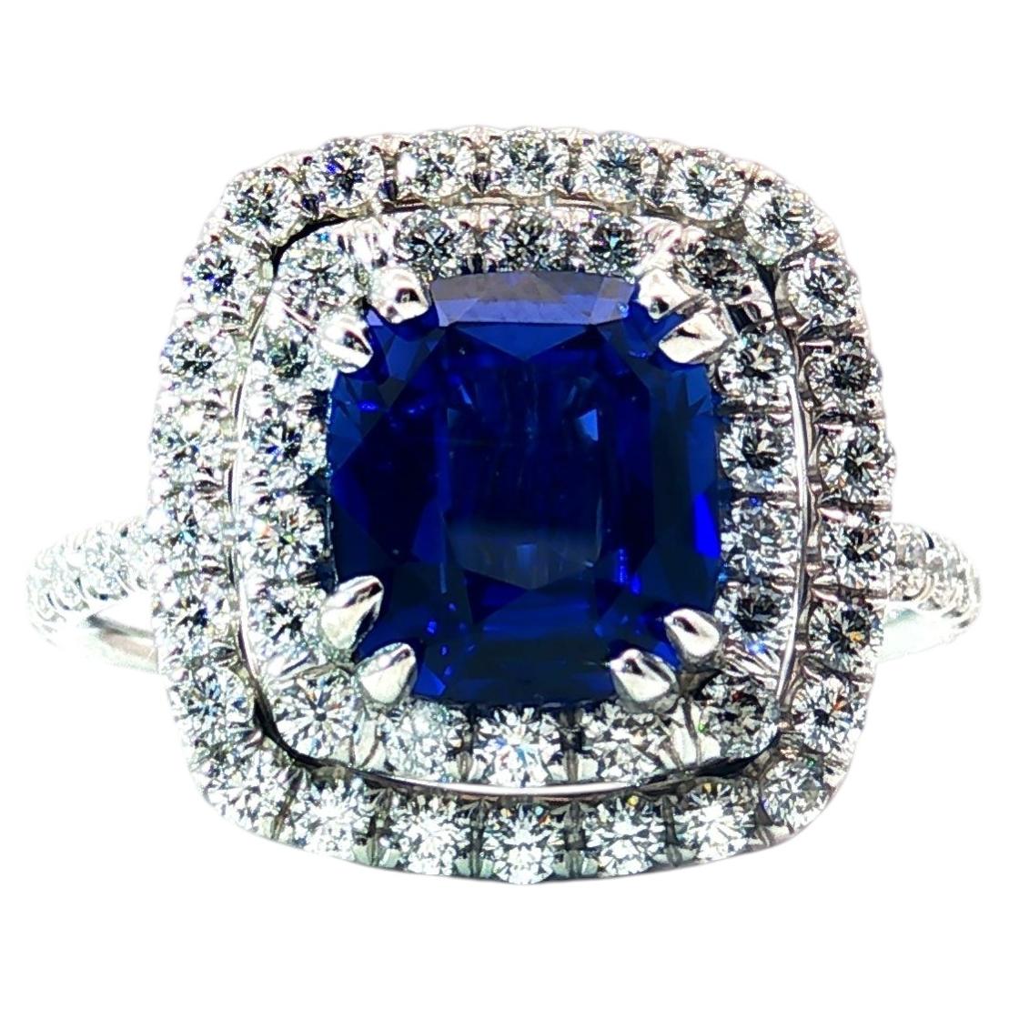 GIA-zertifiziert 1,86ct Ungeheizte Madagaskar Blue Sapphire Set in 18k Weißgold