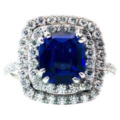 Zaffiro blu del Madagascar non riscaldato certificato GIA da 1,86ct incastonato in oro bianco 18k