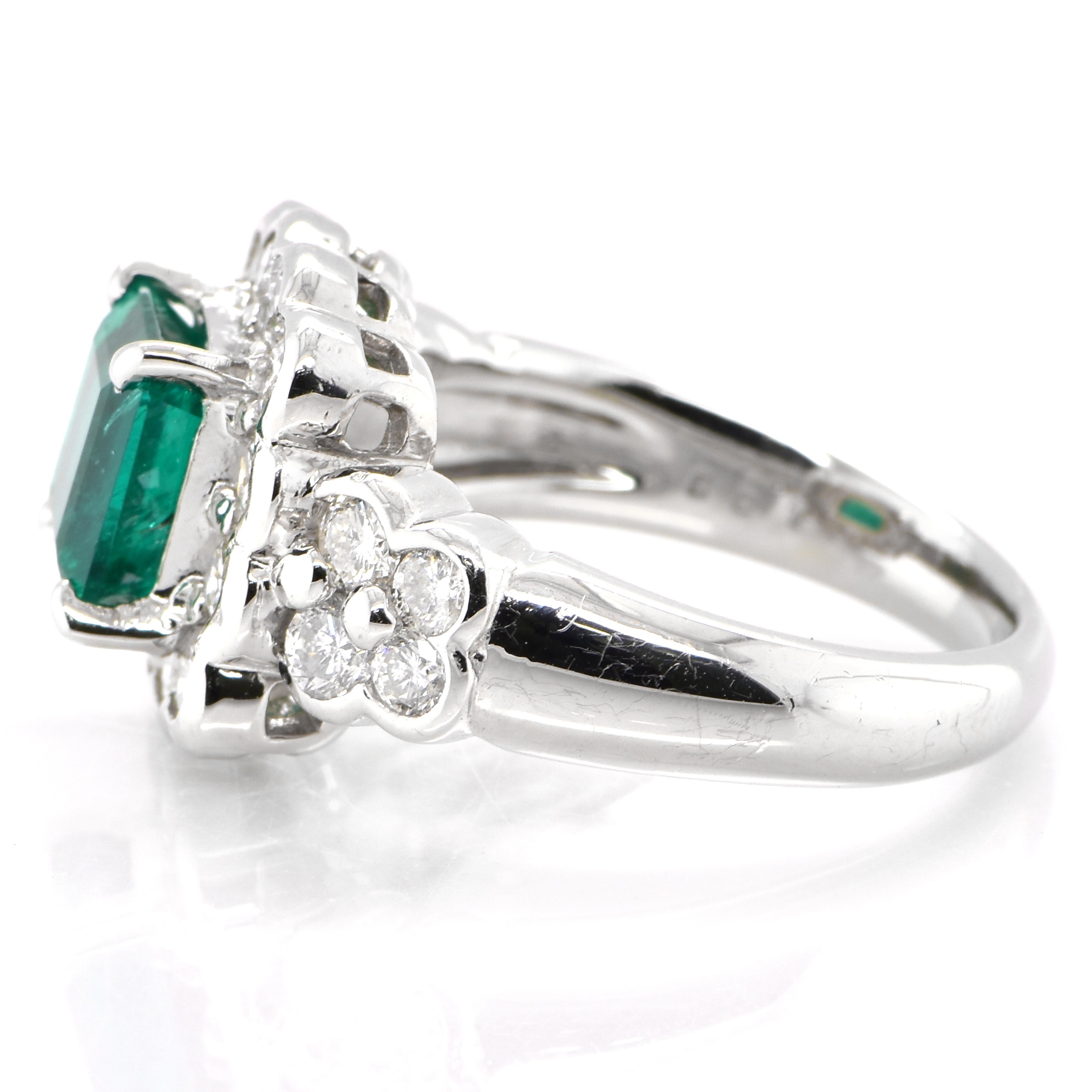 Emerald Cut GIA Certified 1.87 Carat, Colombian, Muzo Green Emerald Ring set in Platinum For Sale