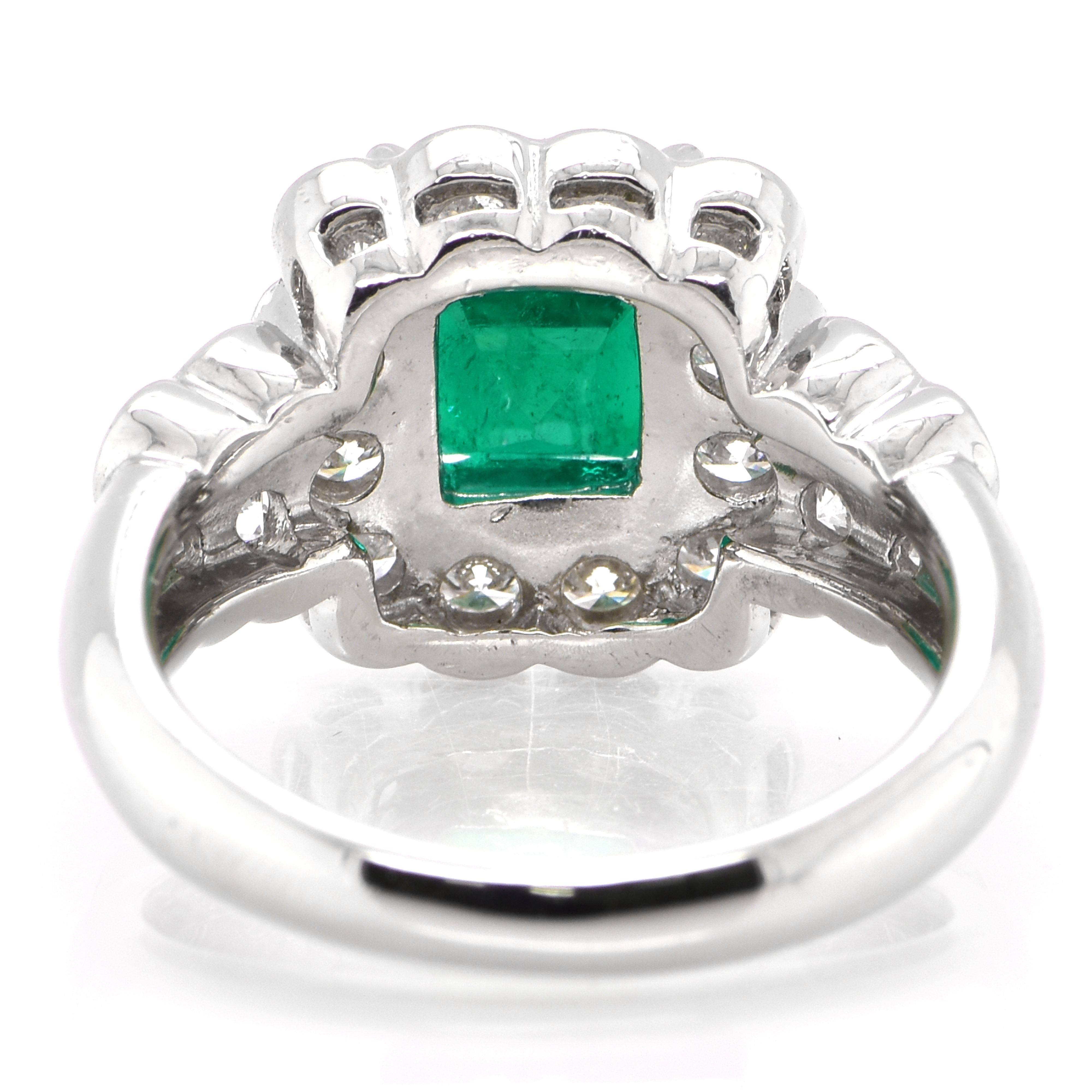 Women's GIA Certified 1.87 Carat, Colombian, Muzo Green Emerald Ring set in Platinum For Sale
