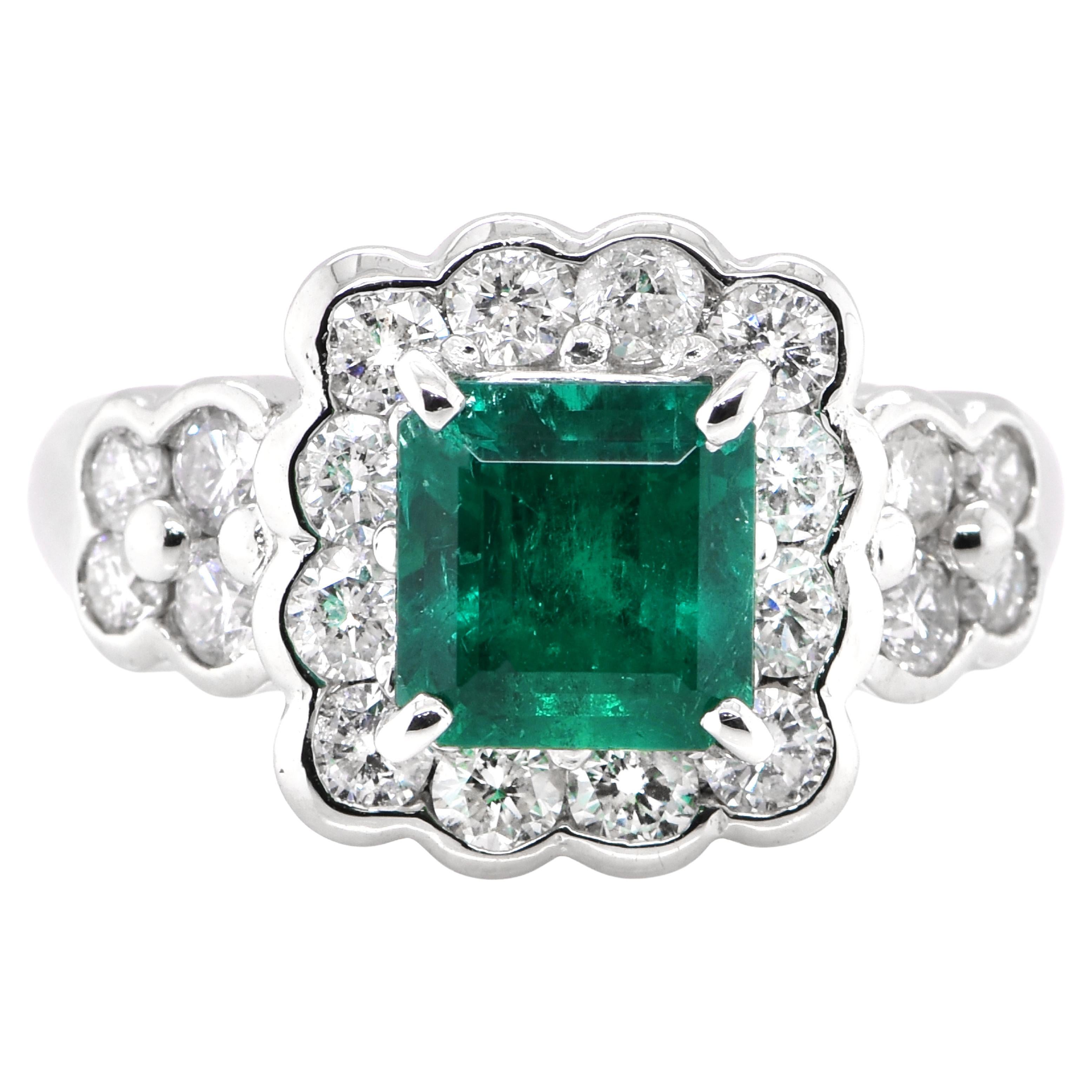 GIA Certified 1.87 Carat, Colombian, Muzo Green Emerald Ring set in Platinum For Sale