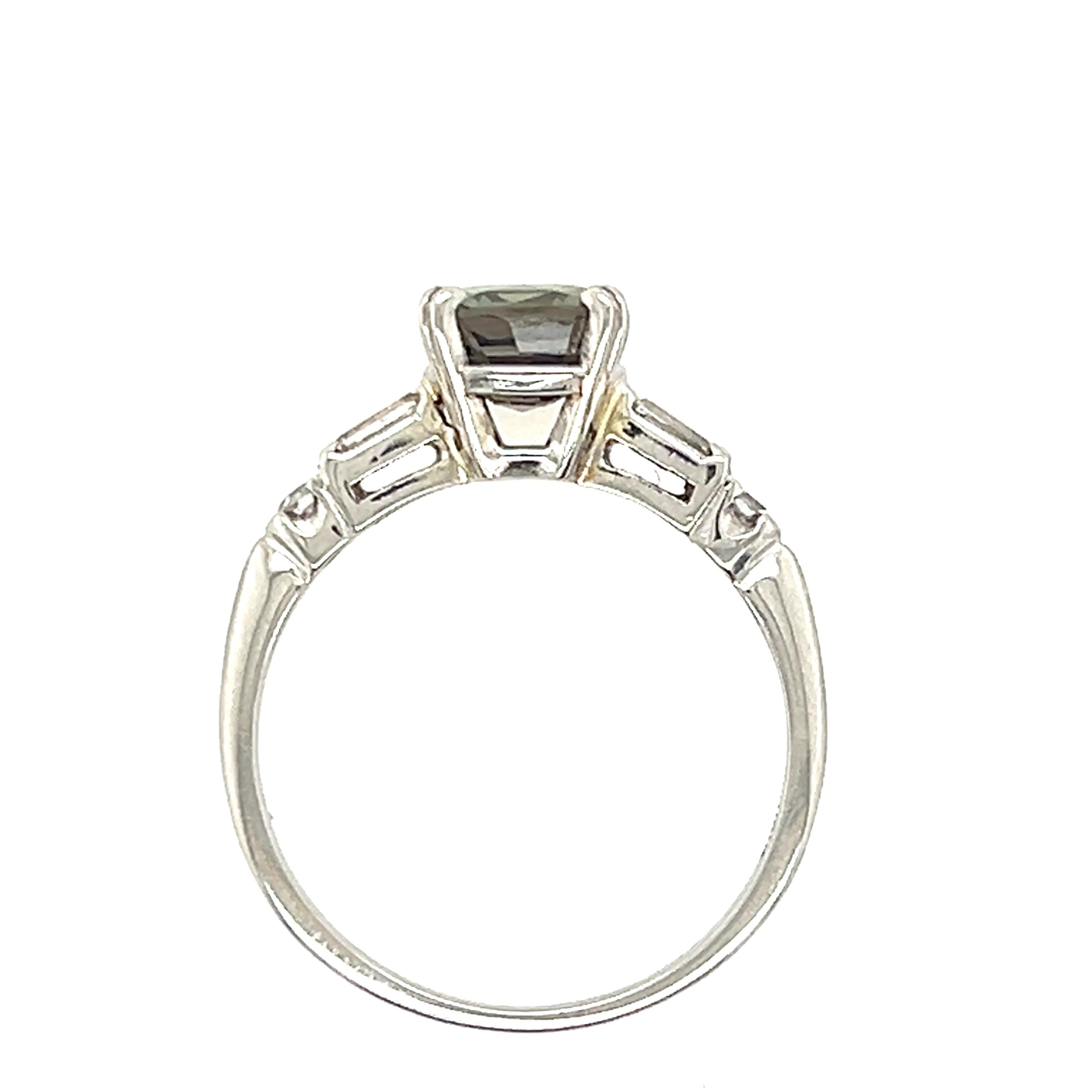 Women's or Men's GIA Certified 1.87 Carat Cushion Cut Alexandrite Diamond and Platinum Ring
