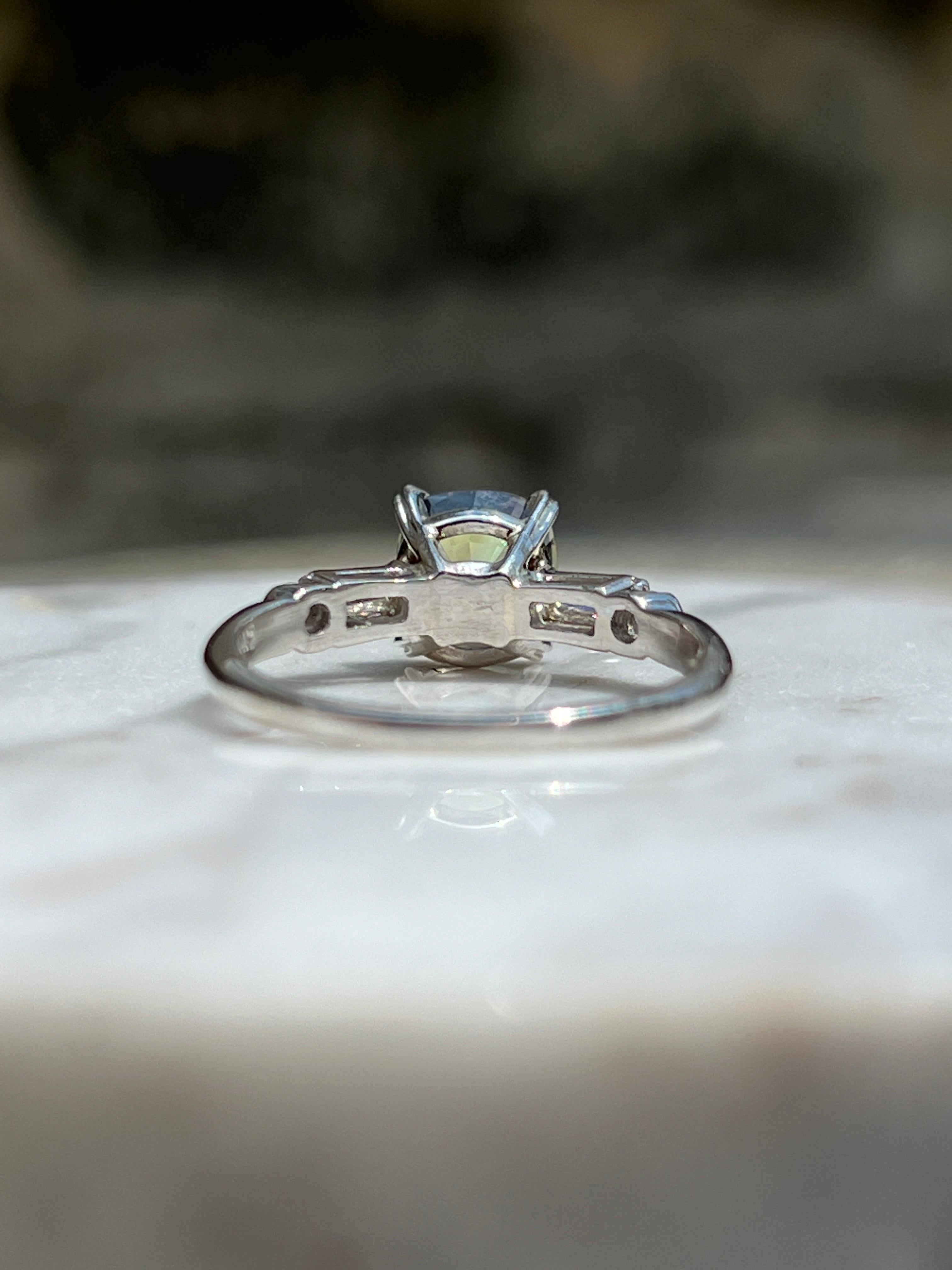 GIA Certified 1.87 Carat Cushion Cut Alexandrite Diamond and Platinum Ring 3