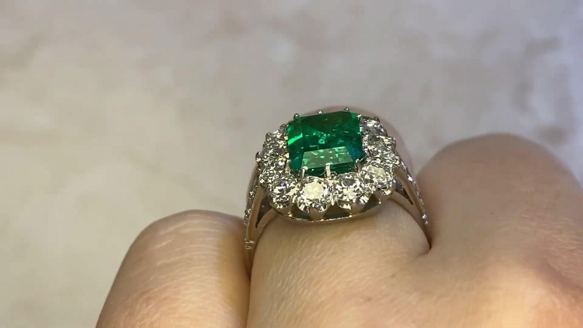 Emerald Cut Emerald Engagement Diamond Halo Ring (GIA Approx. 1.80-Carats), Platinum For Sale