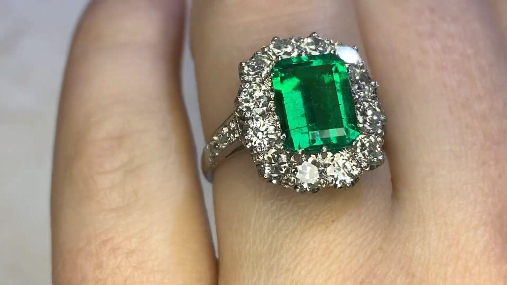 Emerald Engagement Diamond Halo Ring (GIA Approx. 1.80-Carats), Platinum In Excellent Condition For Sale In New York, NY