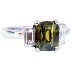 GIA Certified 1.87ct Natural Color Change Alexandrite Diamond Ring 14kt*