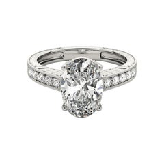 GIA Certified 1.88 Carat Oval Antique Milgrain Engraved Diamond Ring