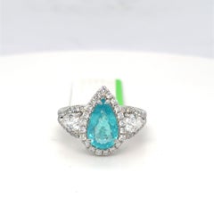 Anello in platino con diamante e tormalina Paraiba da 1,88 carati con taglio a pera, certificato GIA